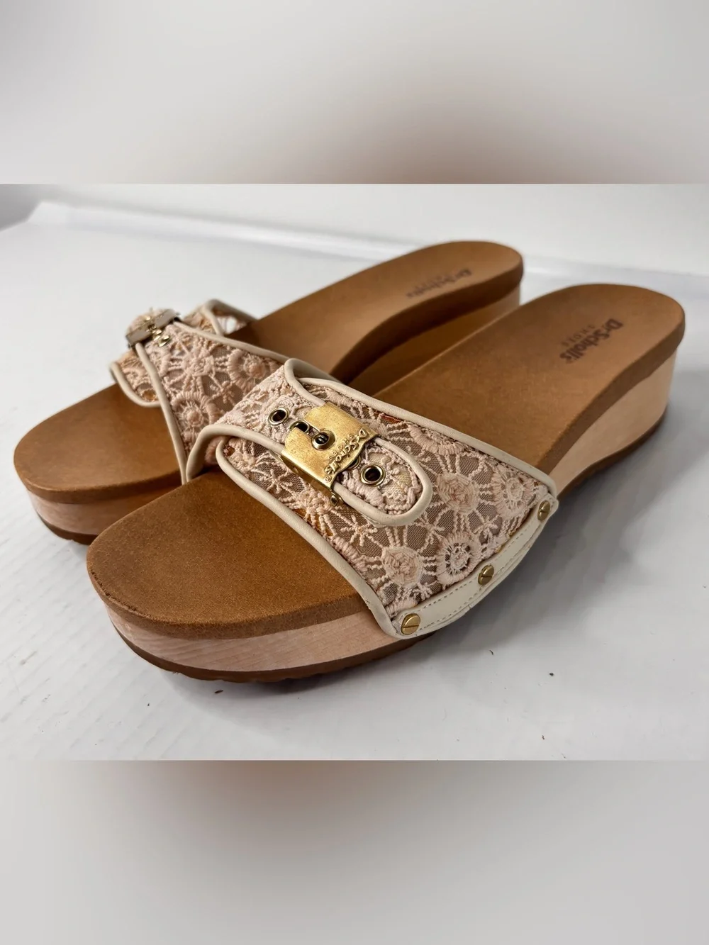 Dr. Scholl's Original Too Mesh Crochet Platform Slide Sandals Sz 8 Anthropology